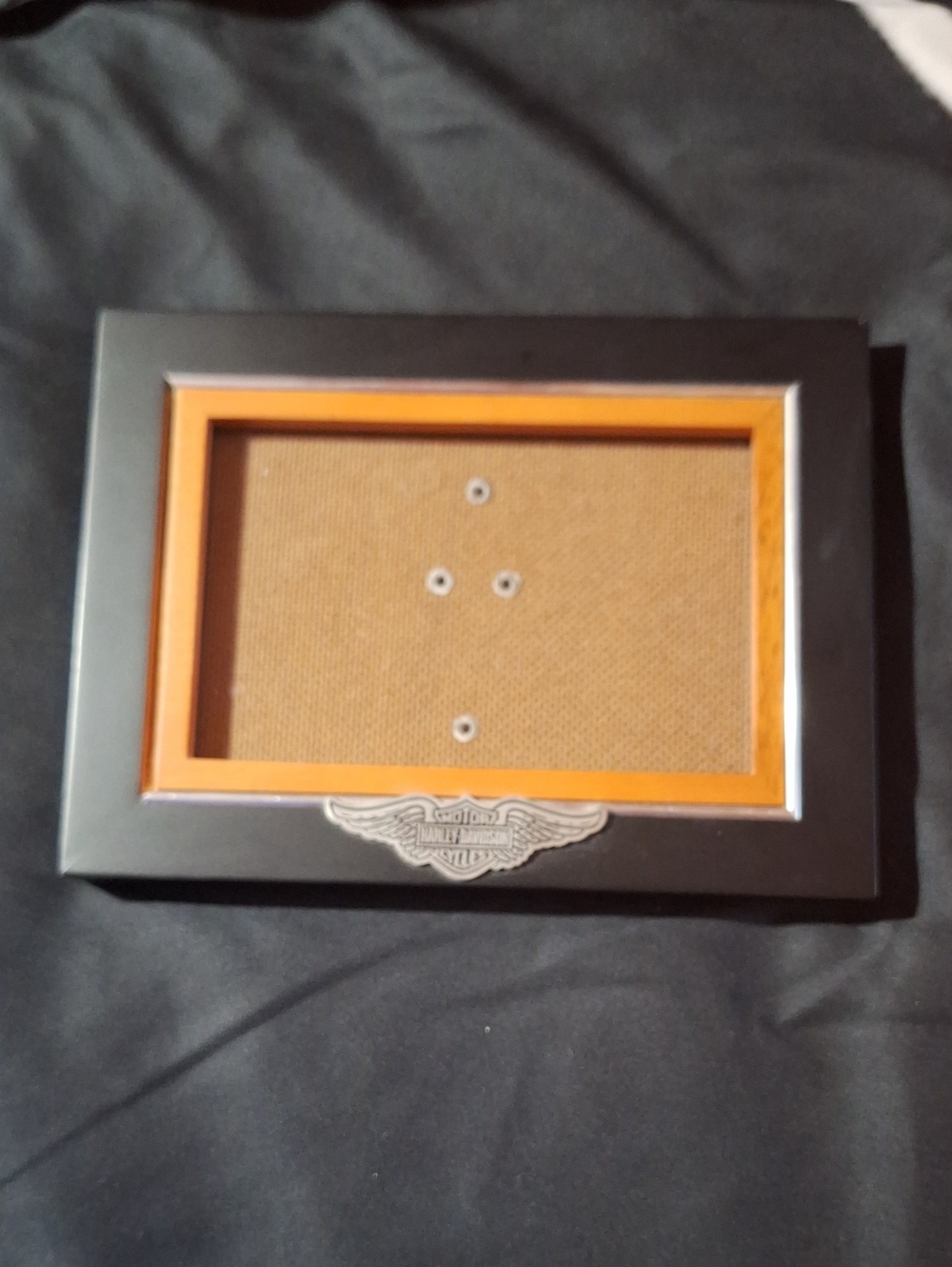 Harley-Davidson Black and Orange Picture Frame with Metal Emblem